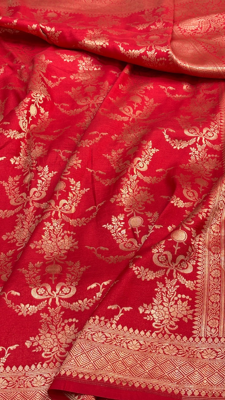 Royal Red Banarasi Katan Brocade Silk Saree