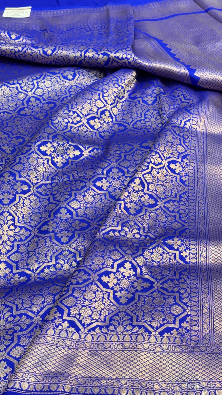 Royal Blue Banarasi Brocade Silk Saree