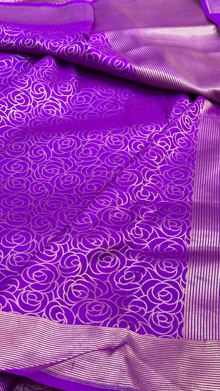 Purple Banarasi Katan Brocade Silk Saree