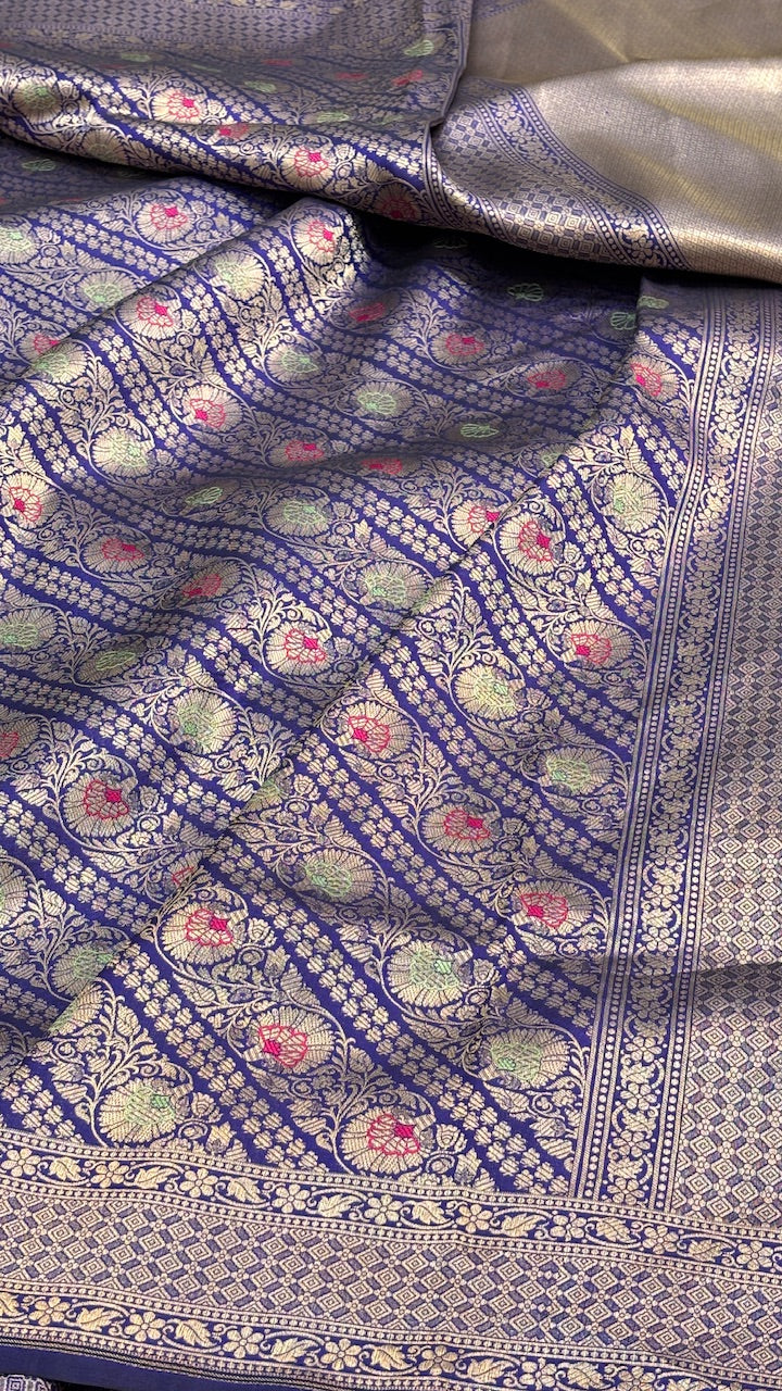 Royal Blue Banarasi Brocade Silk Saree: