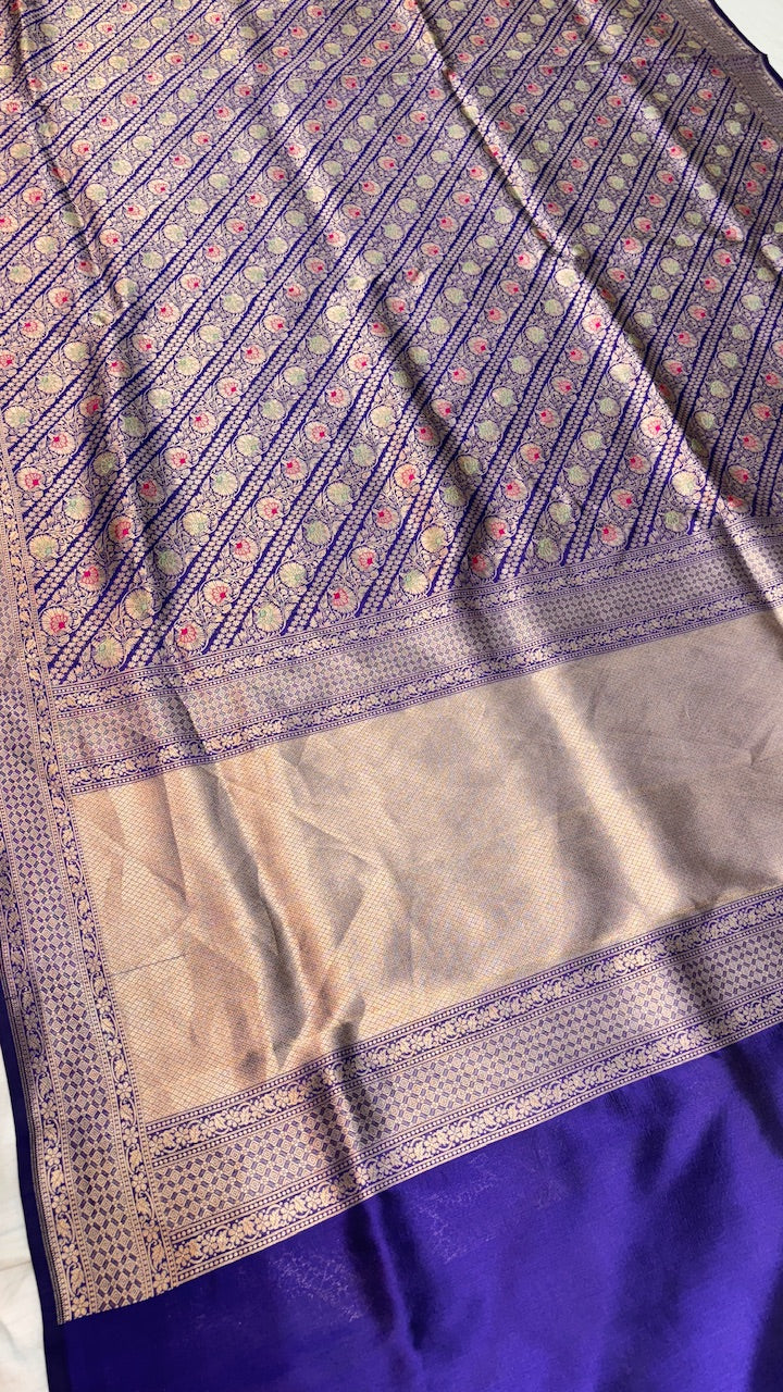 Royal Blue Banarasi Brocade Silk Saree: