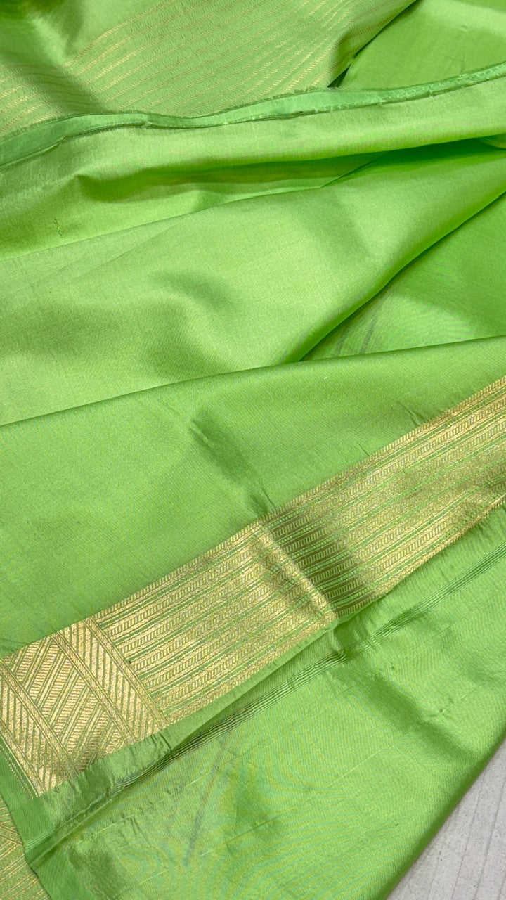 Lime Green Banarasi Brocade Silk Saree