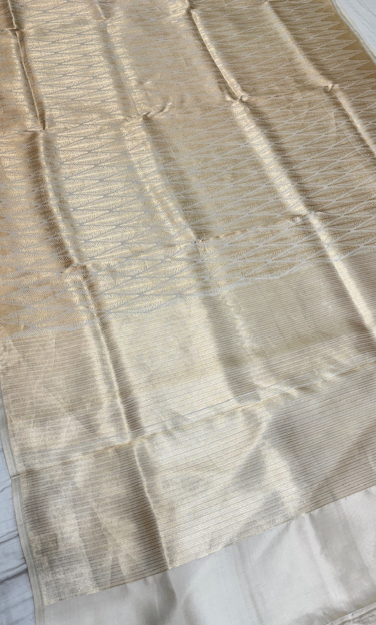 Light Ivory Banarasi Brocade Silk Saree