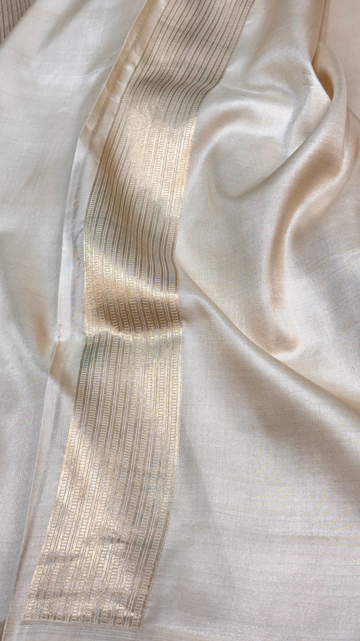 Light Ivory Banarasi Brocade Silk Saree