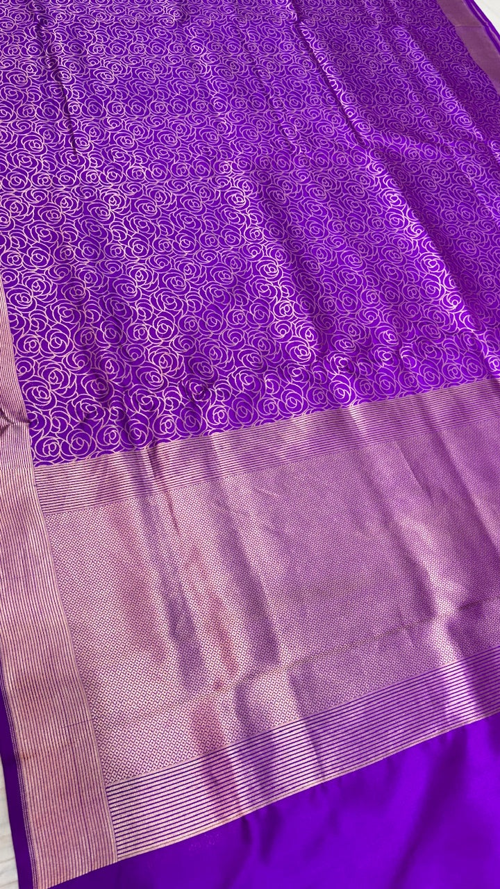 Purple Banarasi Katan Brocade Silk Saree