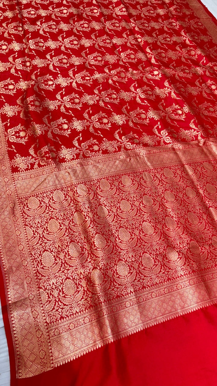 Royal Red Banarasi Katan Brocade Silk Saree