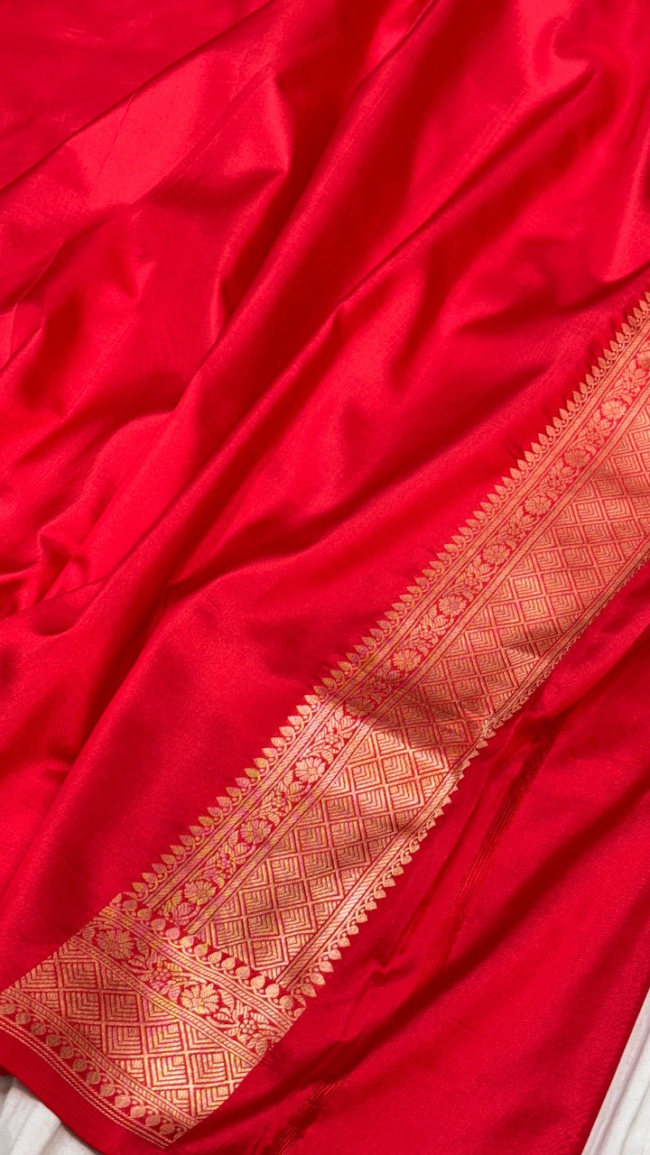 Royal Red Banarasi Katan Brocade Silk Saree