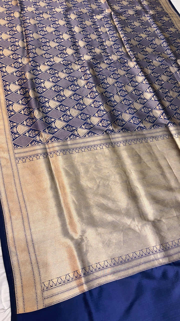 Royal Blue Banarasi Brocade Silk Saree