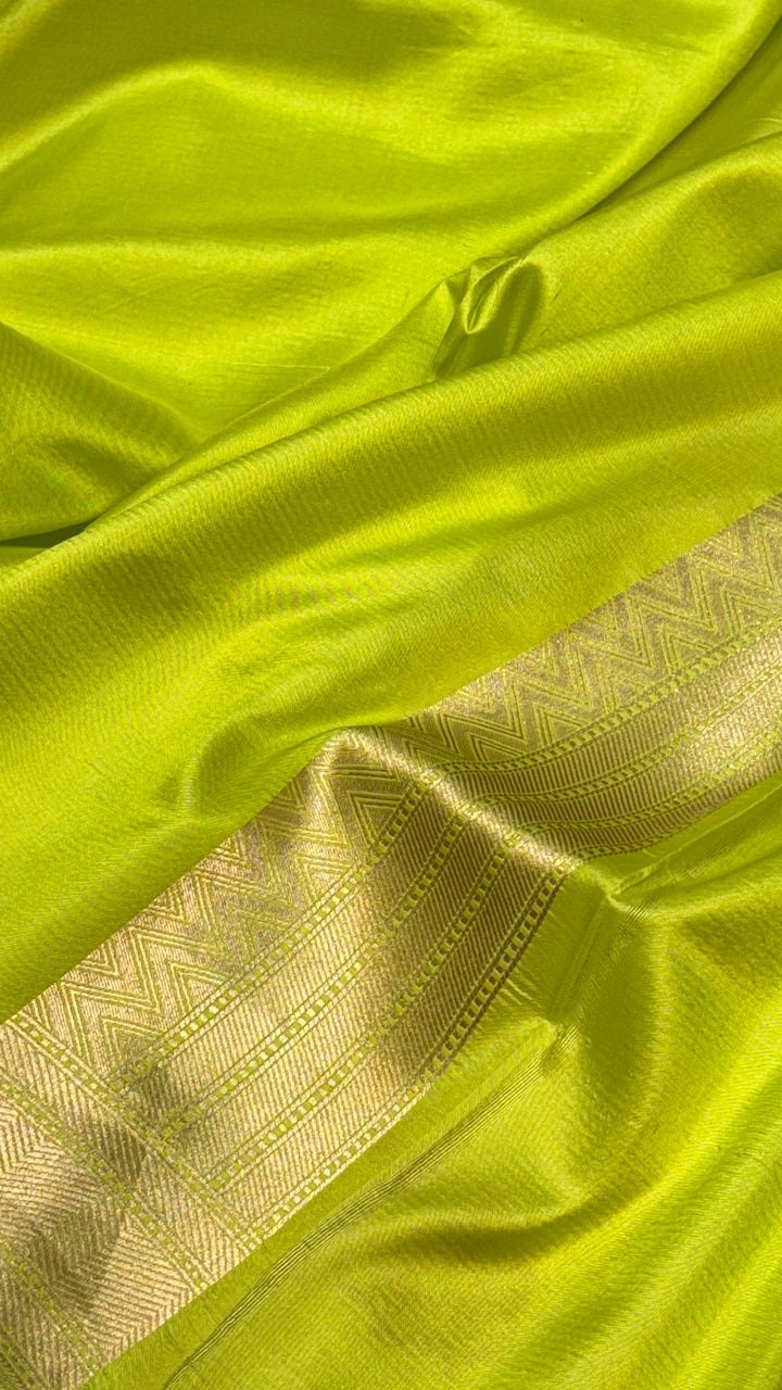 Parrot Green Banarasi Katan Brocade Silk Saree