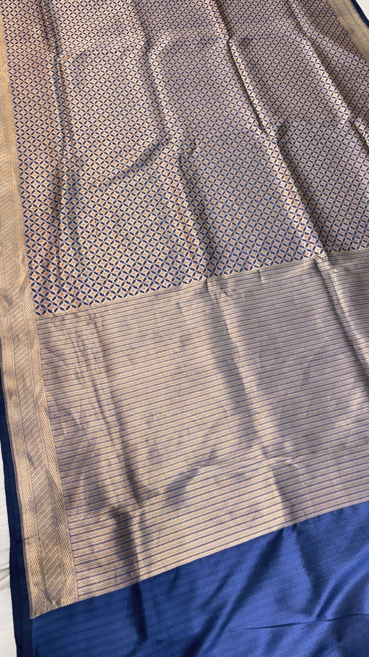 Light Blue Banarasi Katan Brocade Silk Saree