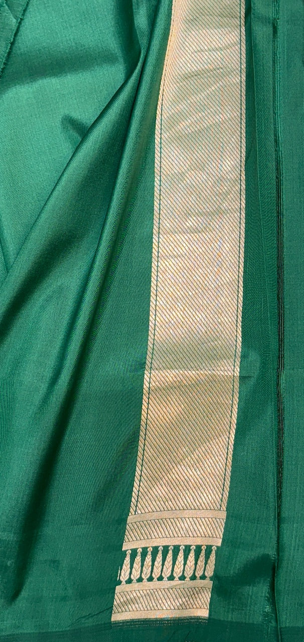 Deep Green Banarasi Katan Brocade Silk Saree
