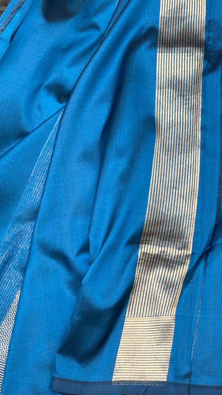 Turquoise Blue Banarasi Katan Brocade Silk Saree