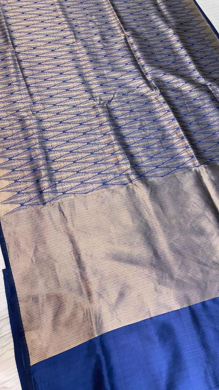 Blue Banarasi Katan Brocade Silk Saree