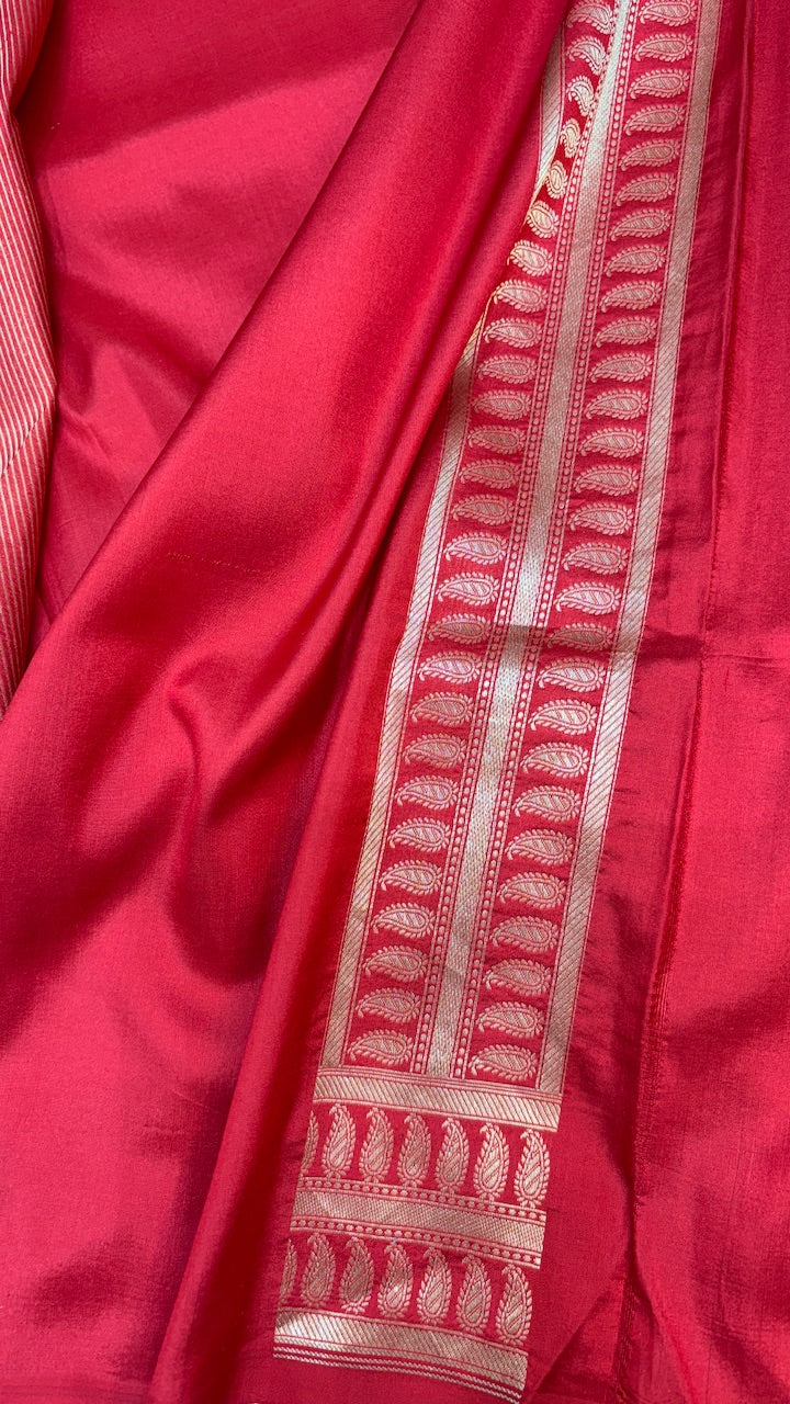 Red Banarasi Katan Brocade Silk Saree