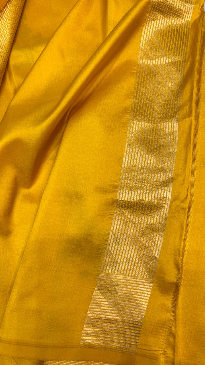 Mustard Yellow Banarasi Katan Brocade Silk Saree