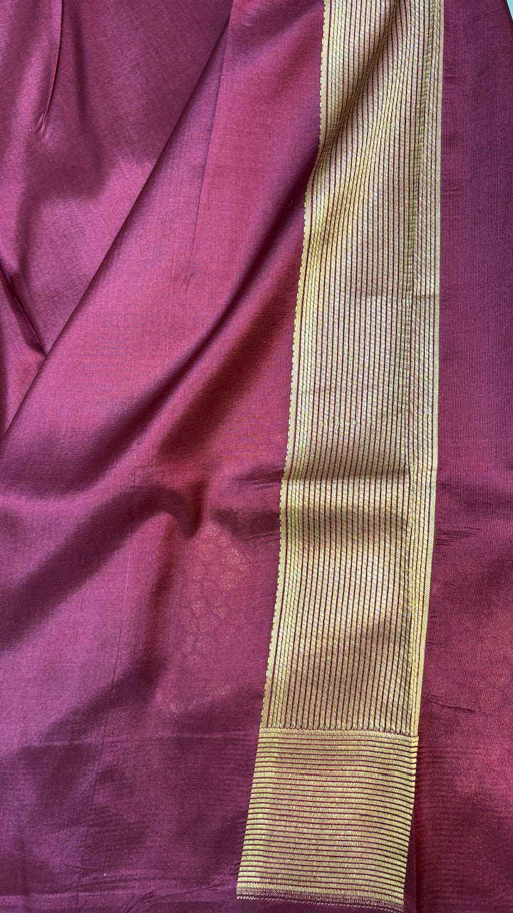Wine Color Banarasi Katan Brocade Silk Saree