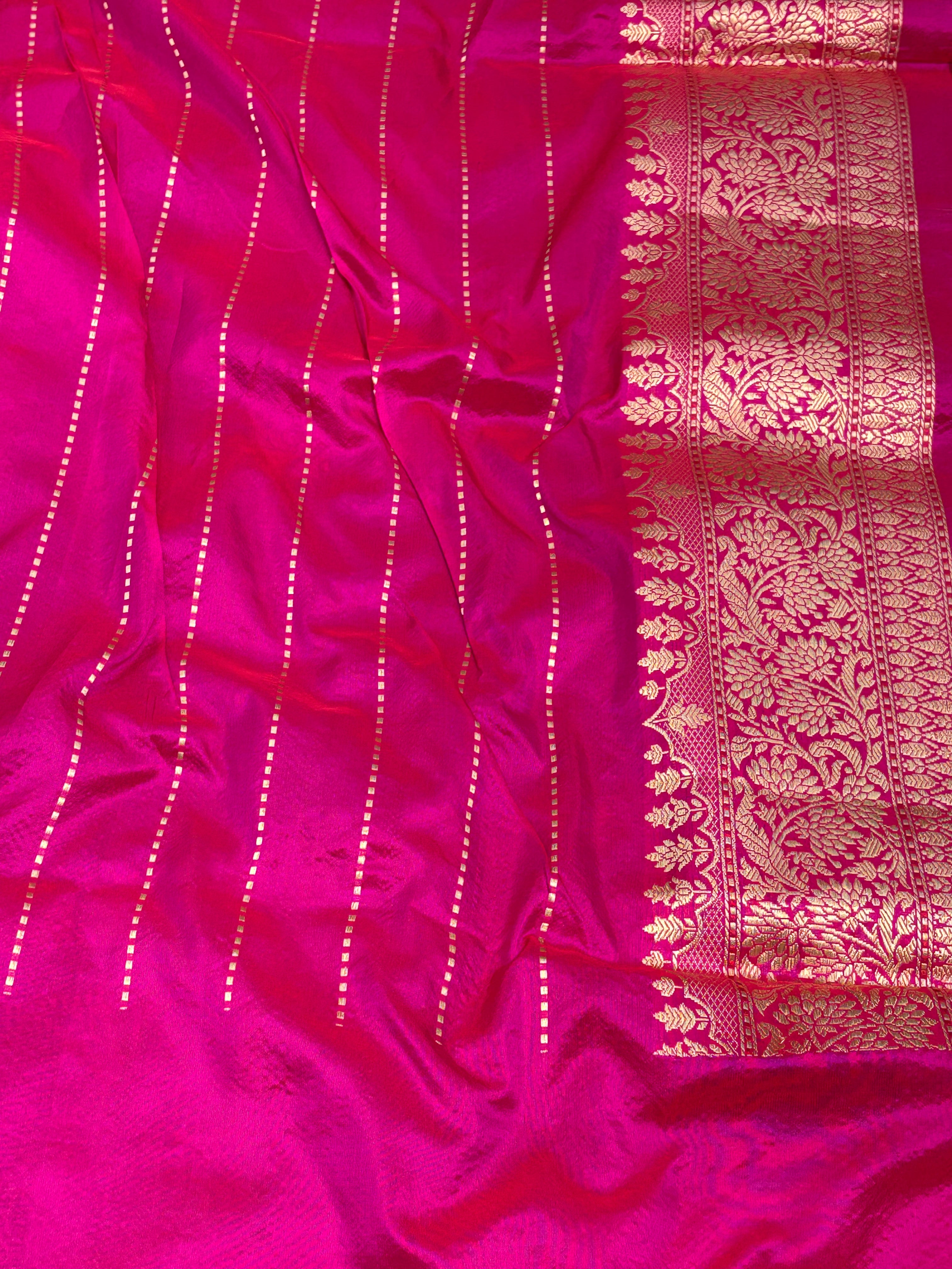 Purple Pure Katan Silk Handwoven Banarasi Saree with Half Booti Half Jaal Weaving and Meenakari Work