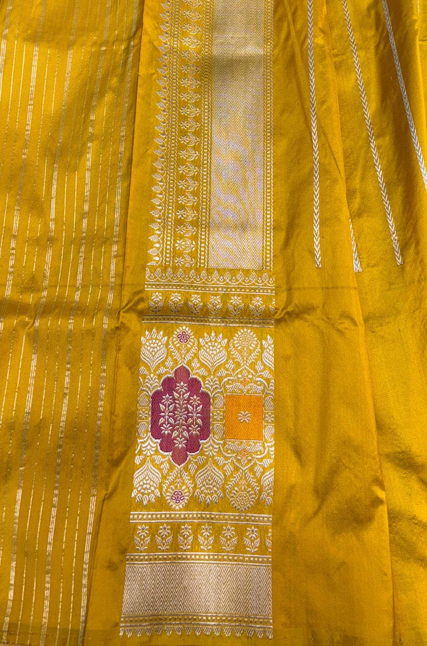 Blue Grey Banarasi Katan Silk Handwoven Saree