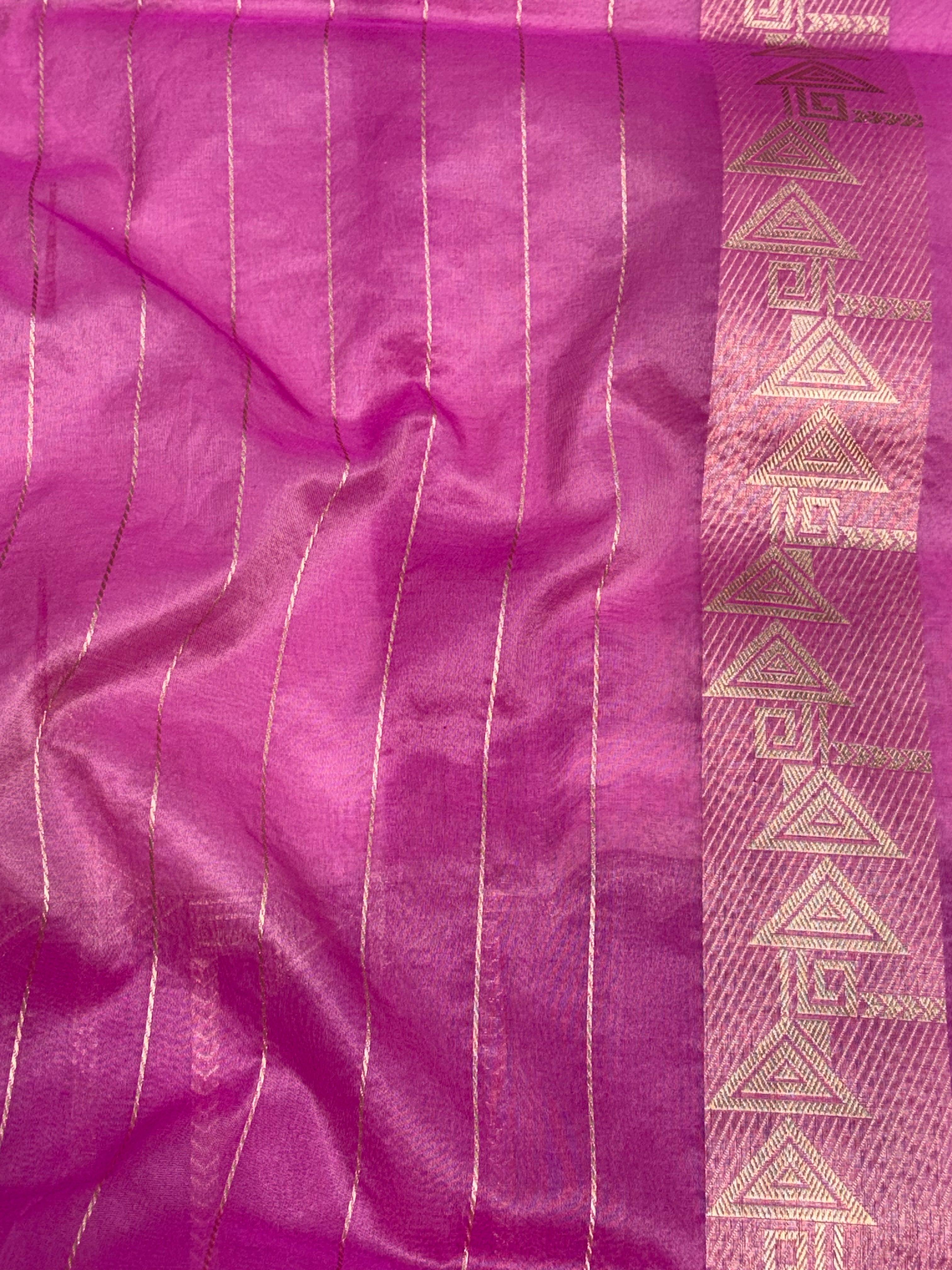 Baby Pink Pure Kora Banarasi Saree with Dark Contrast Designer Border