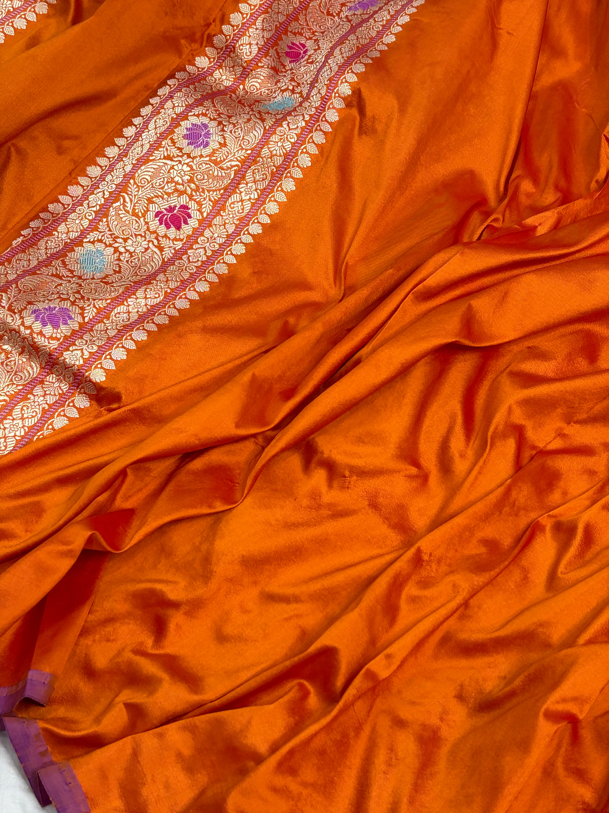 Orange Handwoven Pure Banarasi Katan Silk Saree