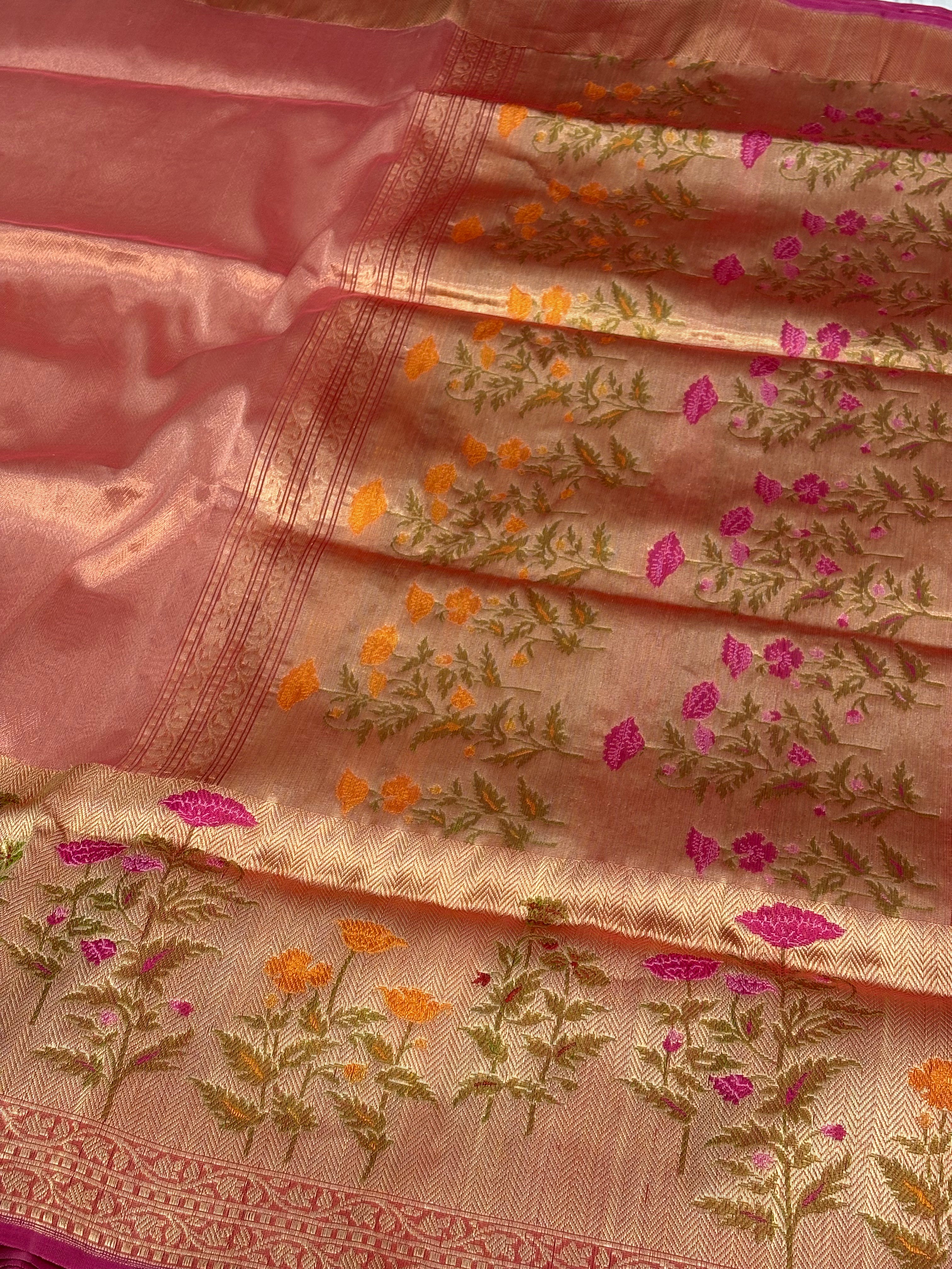 Tissue Iktara Handwoven Banarasi Brocade Saree