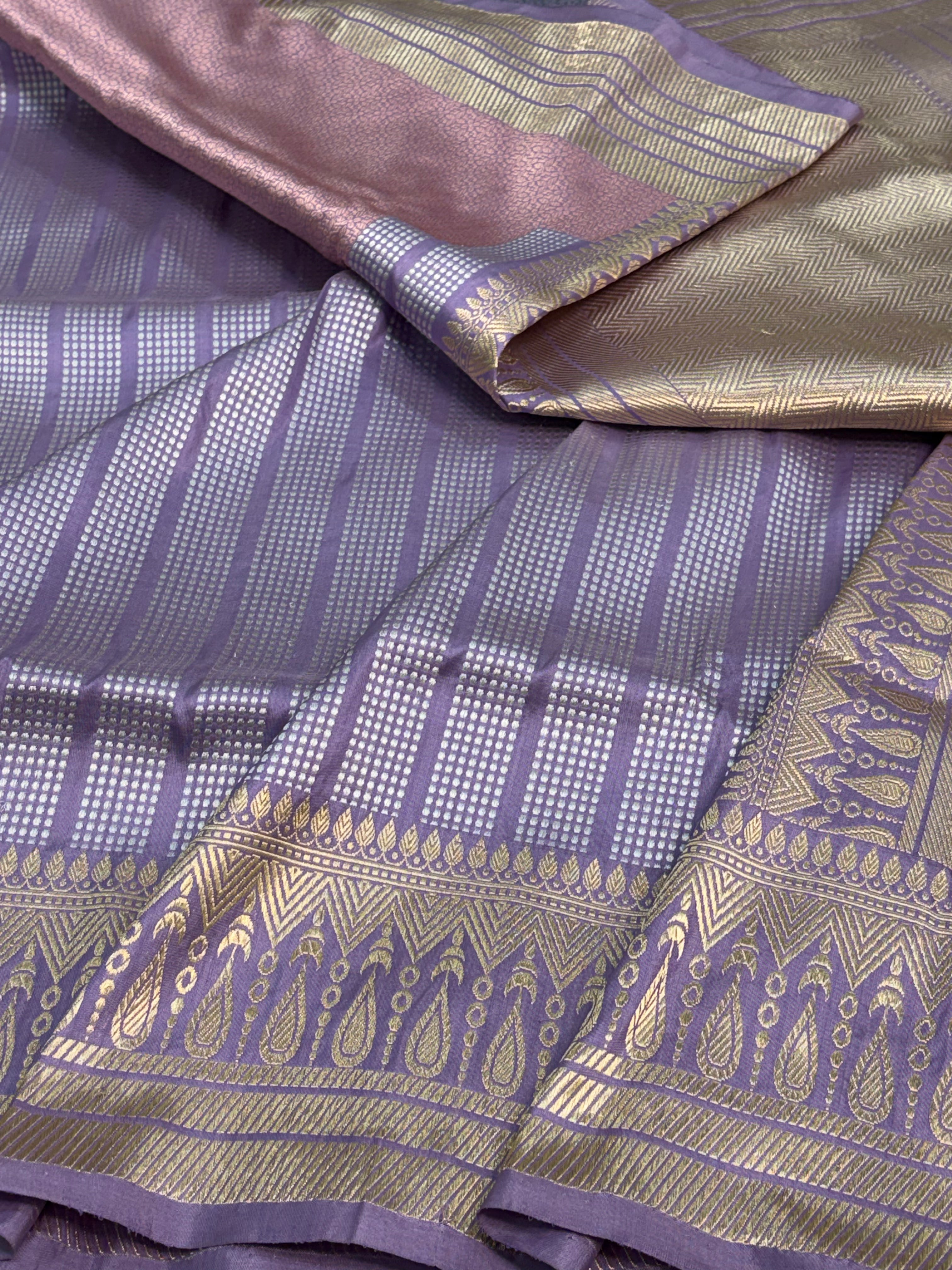 Modern Banarasi Brocade Saree in Lavender Pure Katan Silk