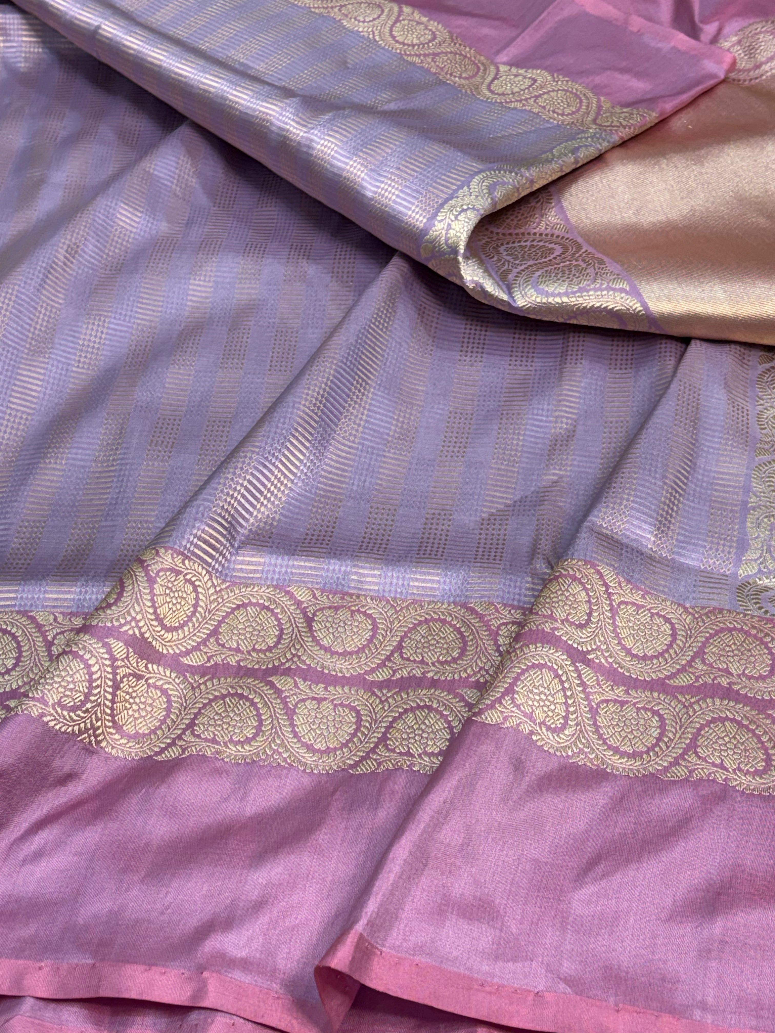 Mauve Brocade Pure Katan Silk Designer Saree