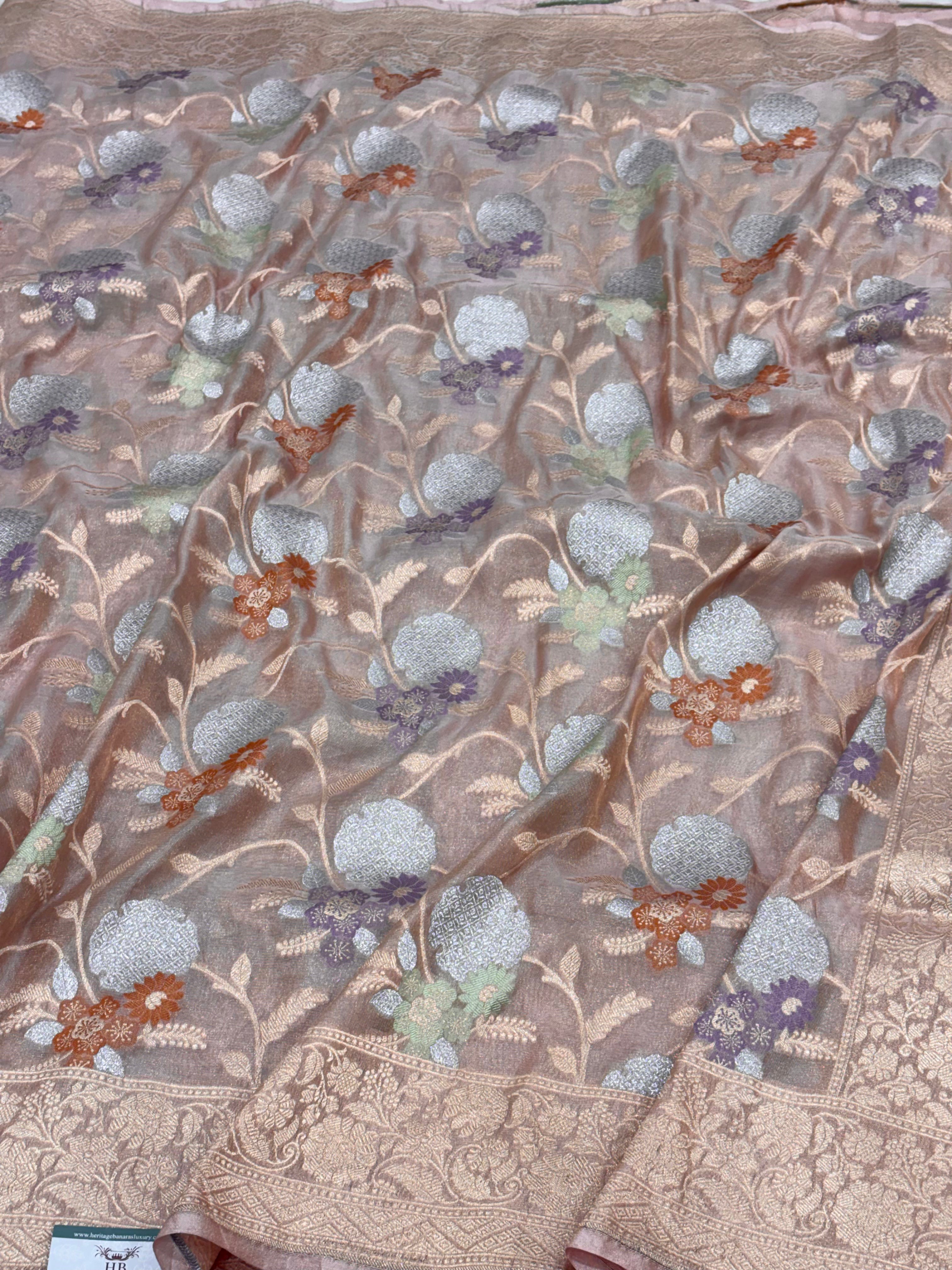 Brownish Gold Meenakari Pure Tissue Banarasi Saree