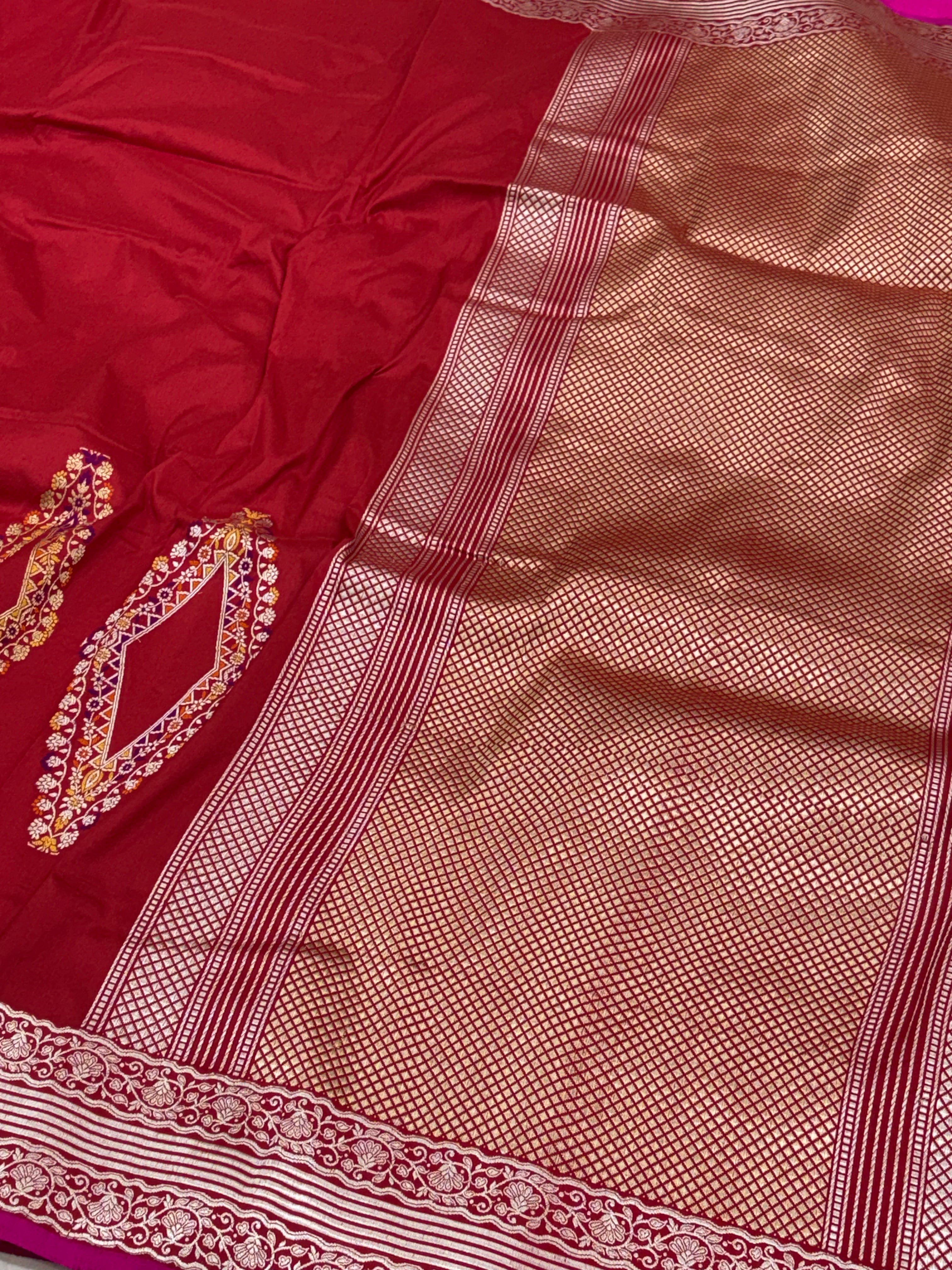 Handwoven Pure Katan Silk Banarasi Saree – Modern Designer Weave