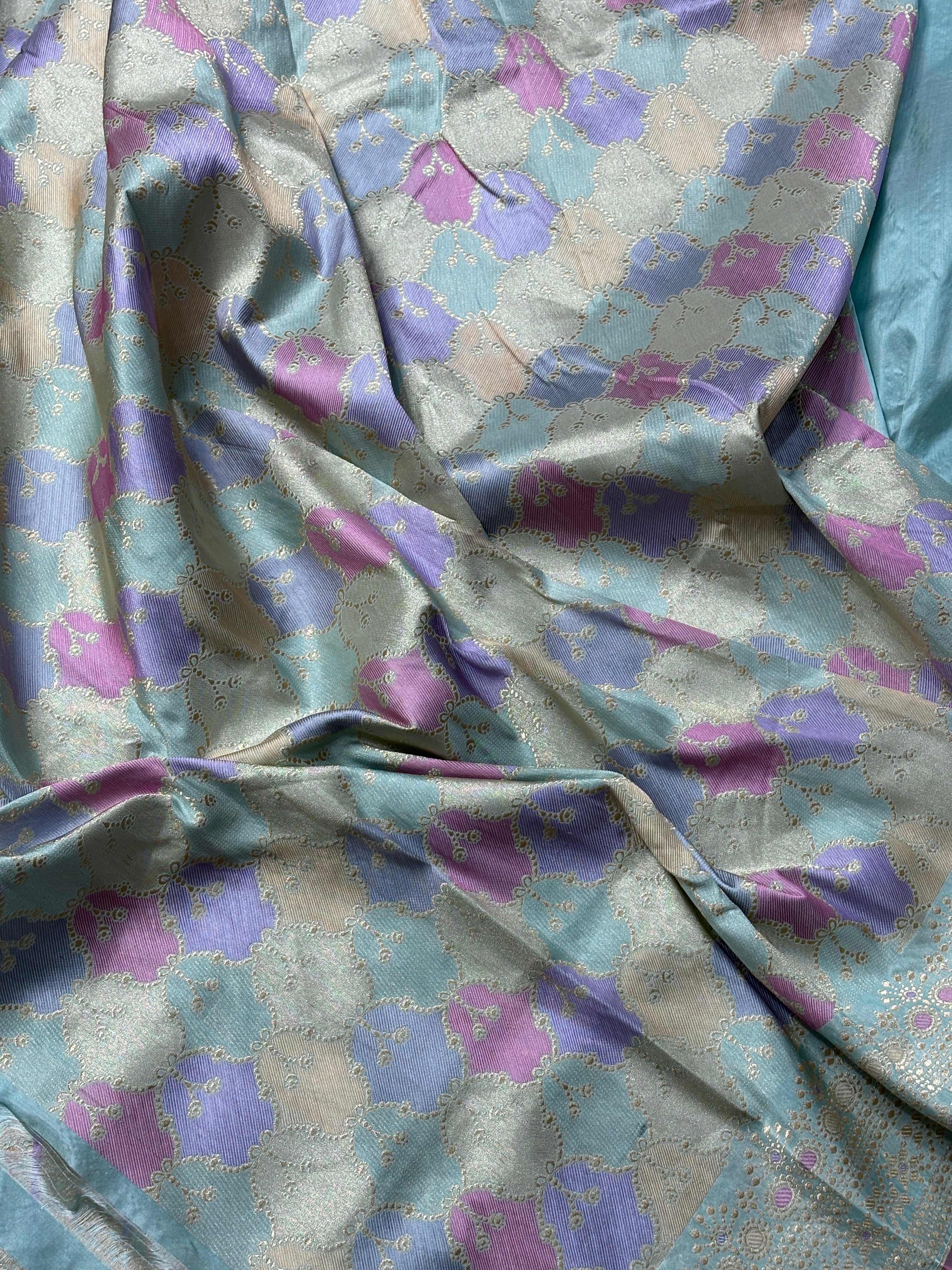 Sea Blue Pure Banarasi Katan Silk Handwoven Saree