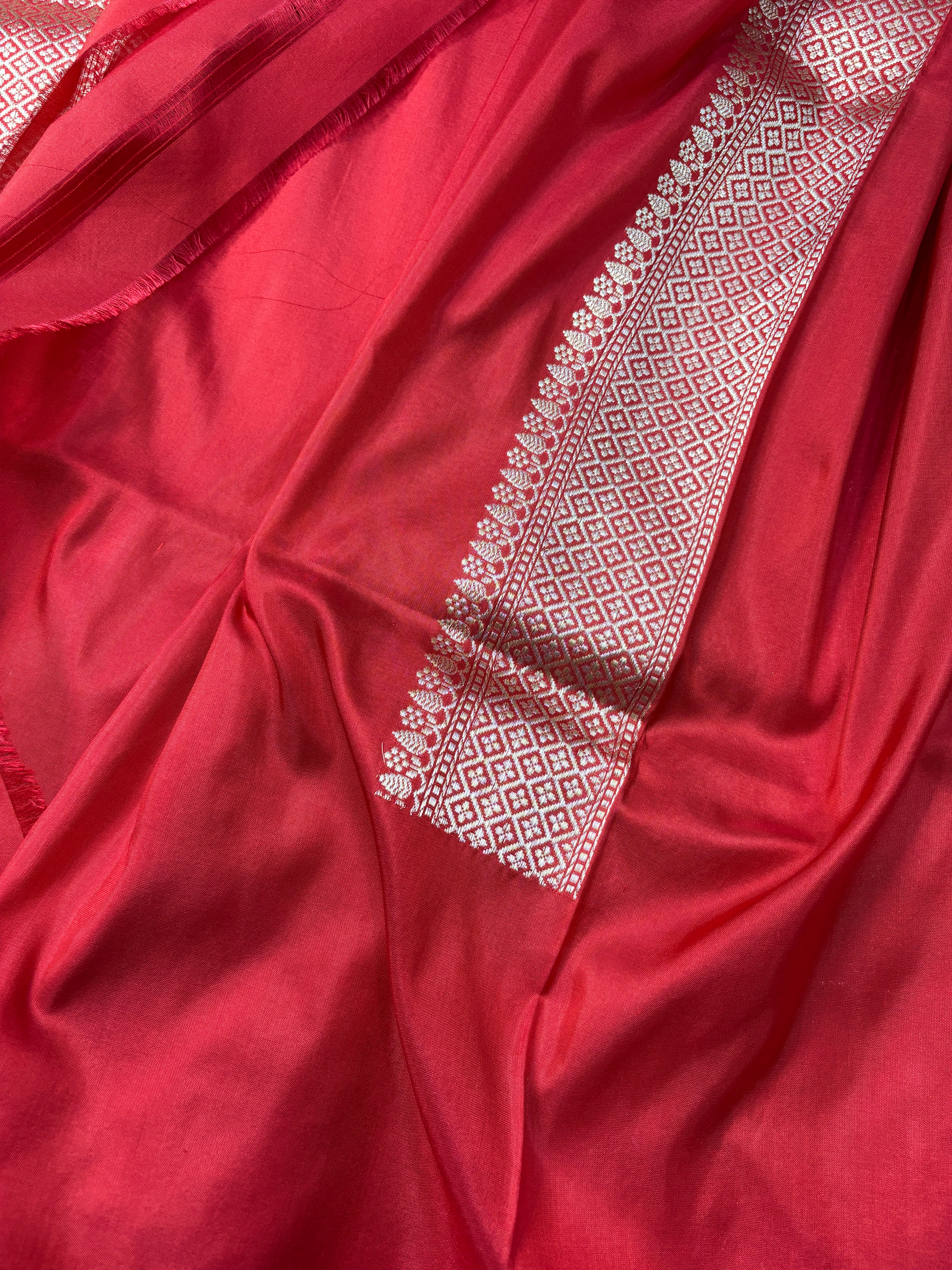 Red Pure Banarasi Katan Silk Handwoven Saree