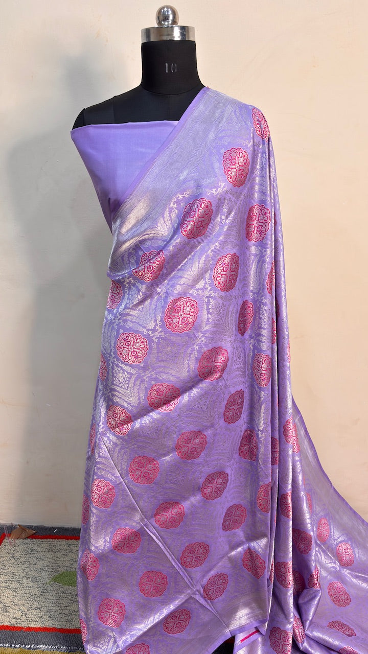 Lavender Banarasi Brocade Silk Saree