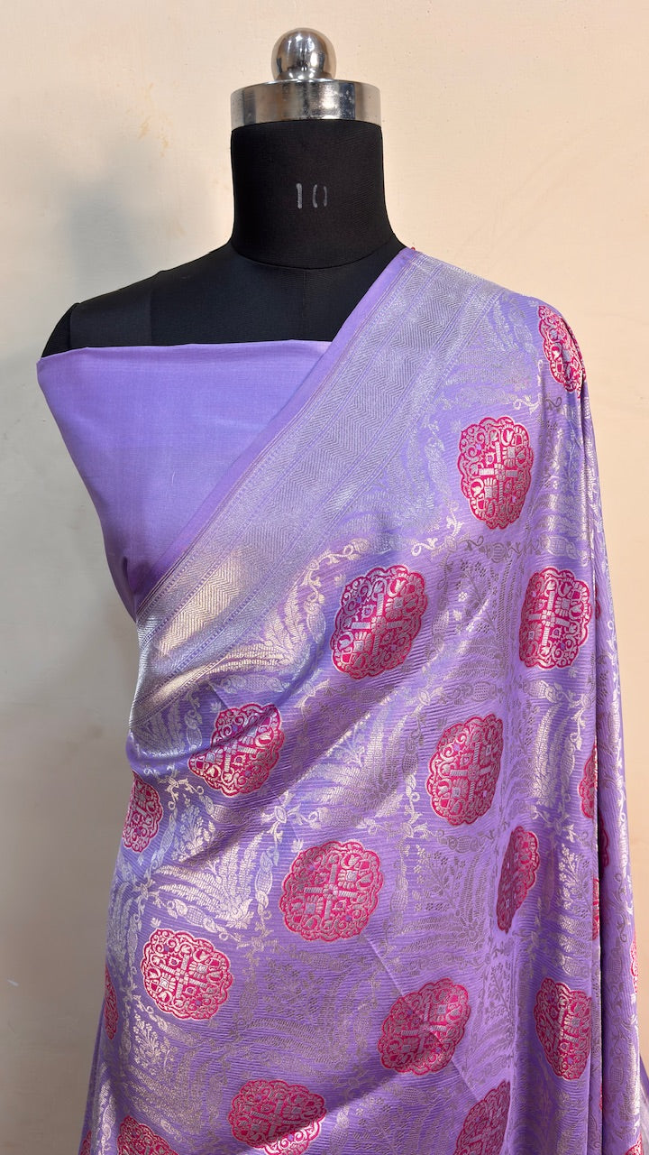 Lavender Banarasi Brocade Silk Saree