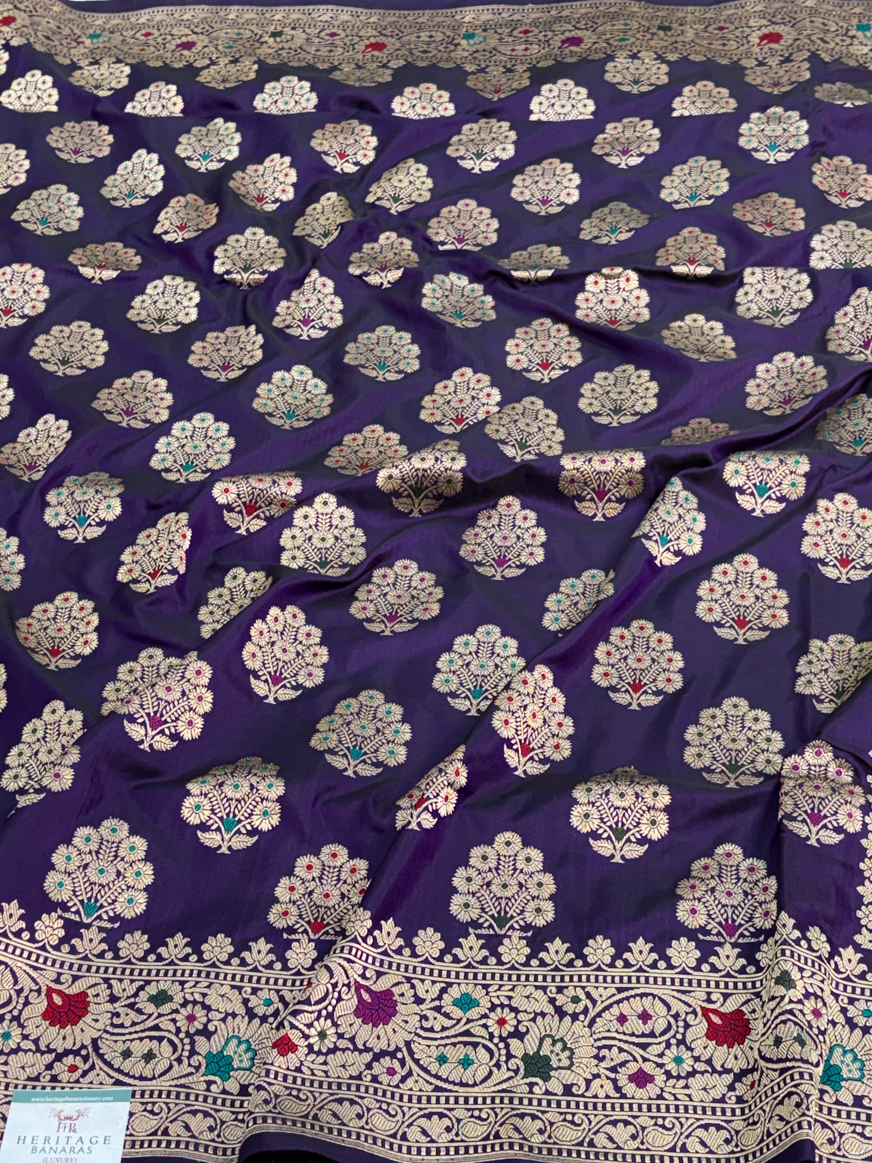 Purple Handwoven Pure Banarasi Katan Silk Saree