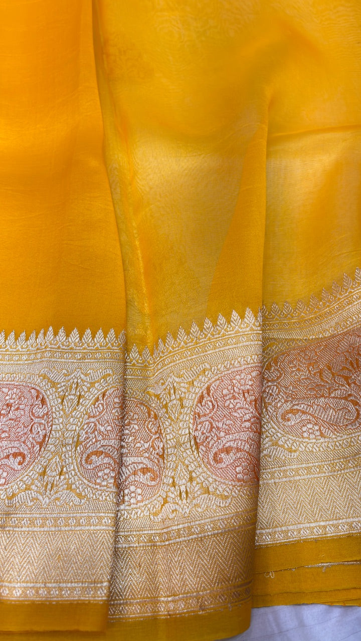 White Banarasi Kora Silk Saree