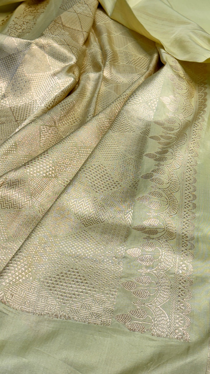 Pista Green Banarasi Katan Silk Handwoven Saree