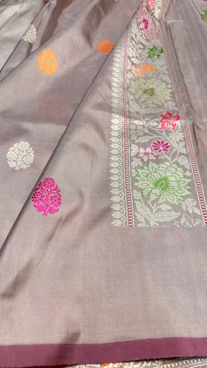 Mauve Banarasi Katan Silk Handwoven Saree