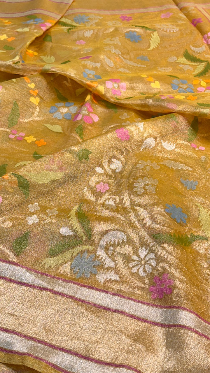 Pure Banarasi Tissue Handwoven Saree with Real Zari