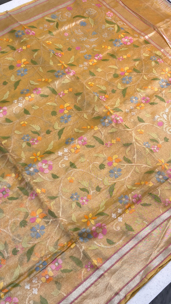 Pure Banarasi Tissue Handwoven Saree with Real Zari