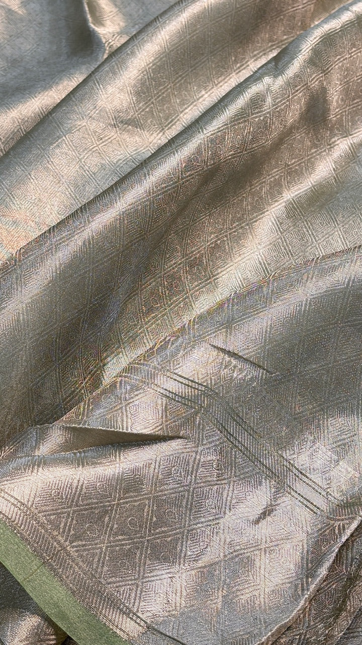Molten Silver Pure Zari Tissue Saree