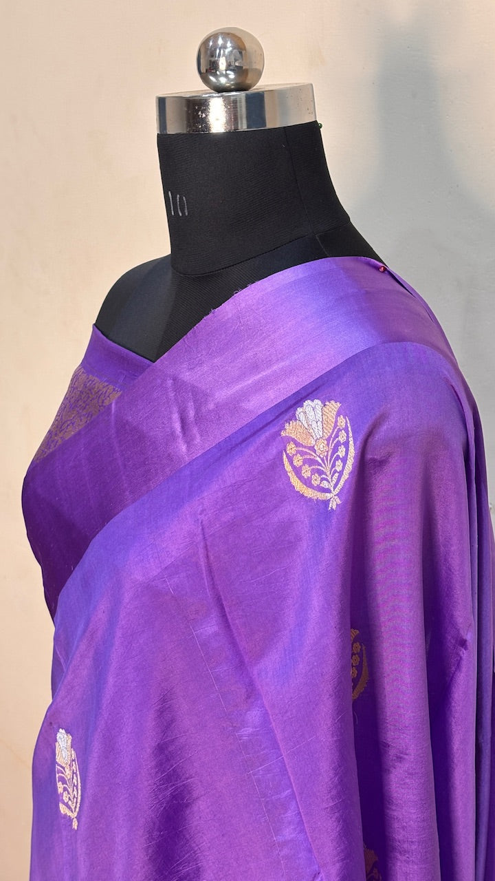 Purple Mango Banarasi Silk Handwoven Saree