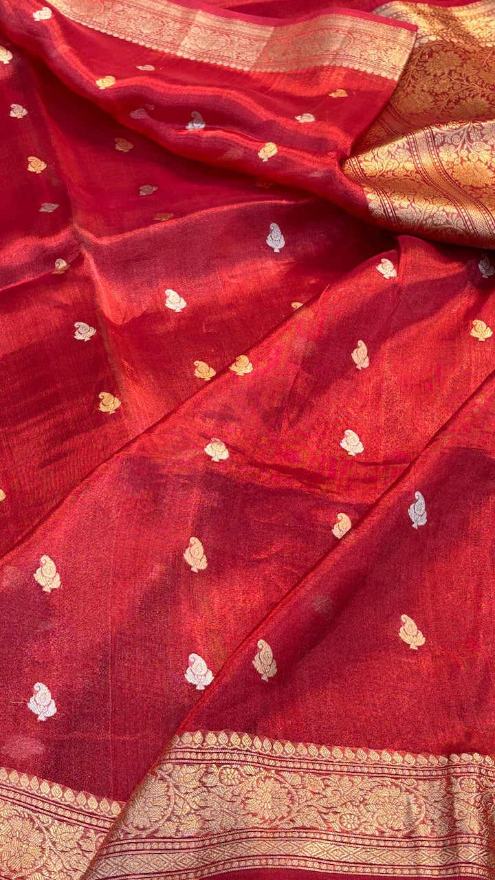 Red Tissue Banarasi Silk Saree