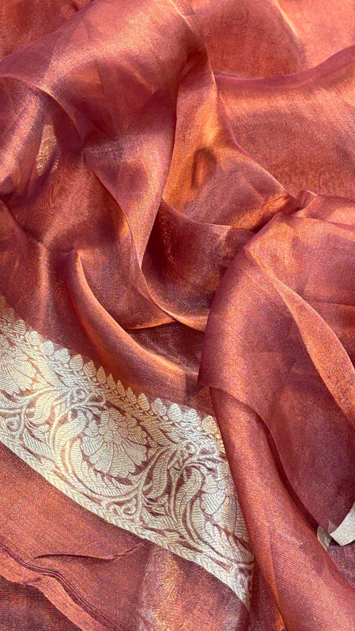 Brown Tissue Banarasi Silk Saree