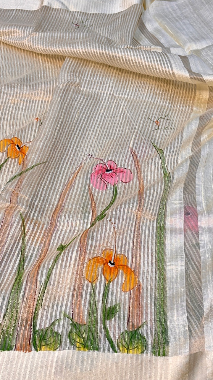 Ivory Tissue Banarasi Silk Saree