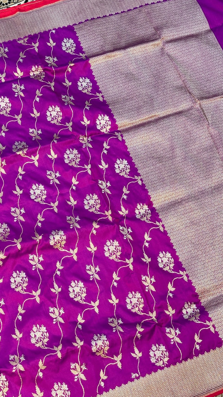 Purple Banarasi Katan Silk Handwoven Saree