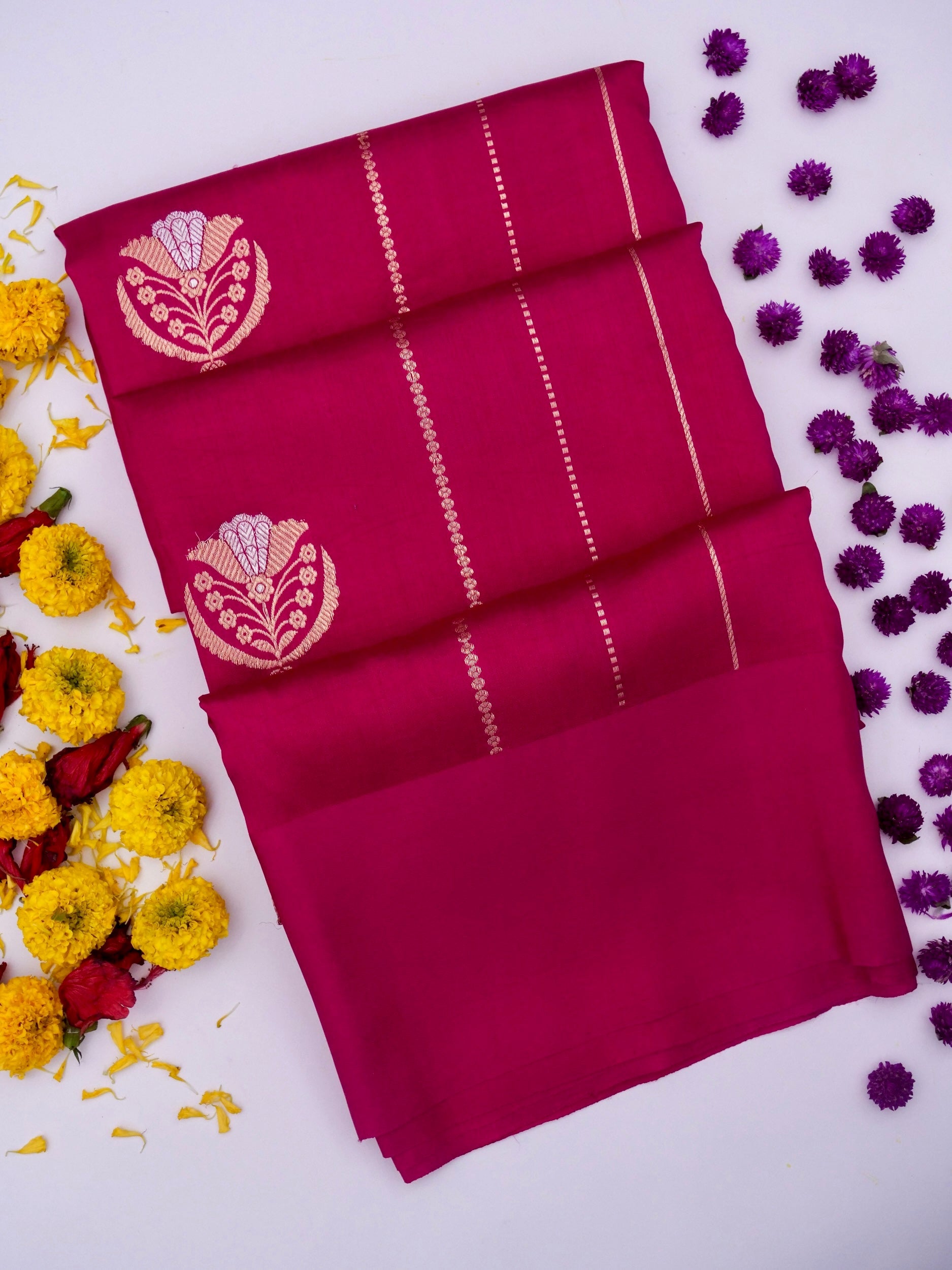 Pure Pink Banarasi R Mango Katan Silk Saree with Kadhwa Buti Work