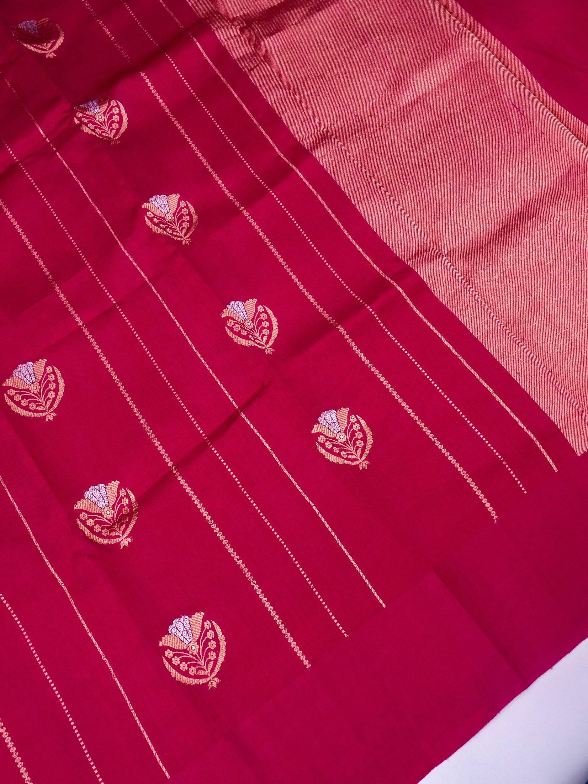 Pure Pink Banarasi R Mango Katan Silk Saree with Kadhwa Buti Work
