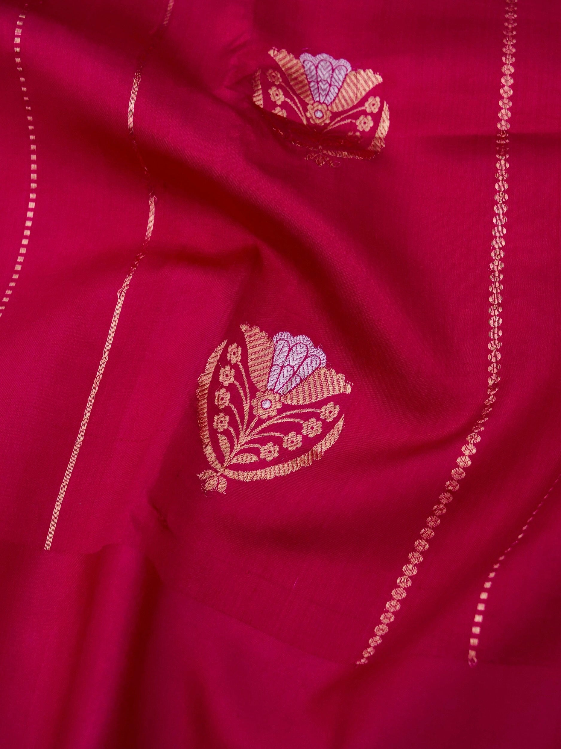 Pure Pink Banarasi R Mango Katan Silk Saree with Kadhwa Buti Work