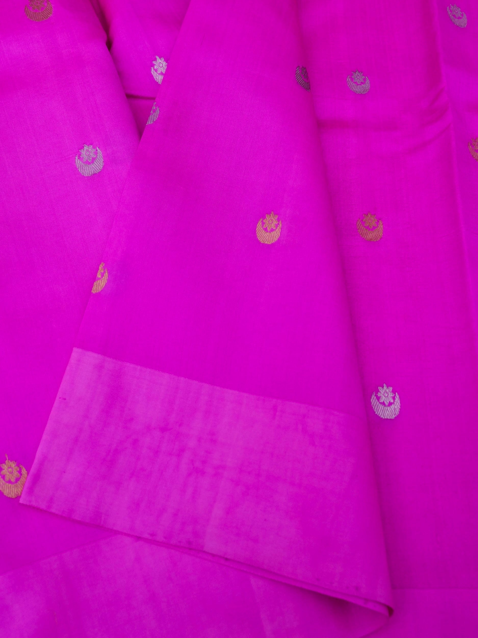 Pure Pink Banarasi Mango Katan Silk Saree with Kadhwa Buti Work