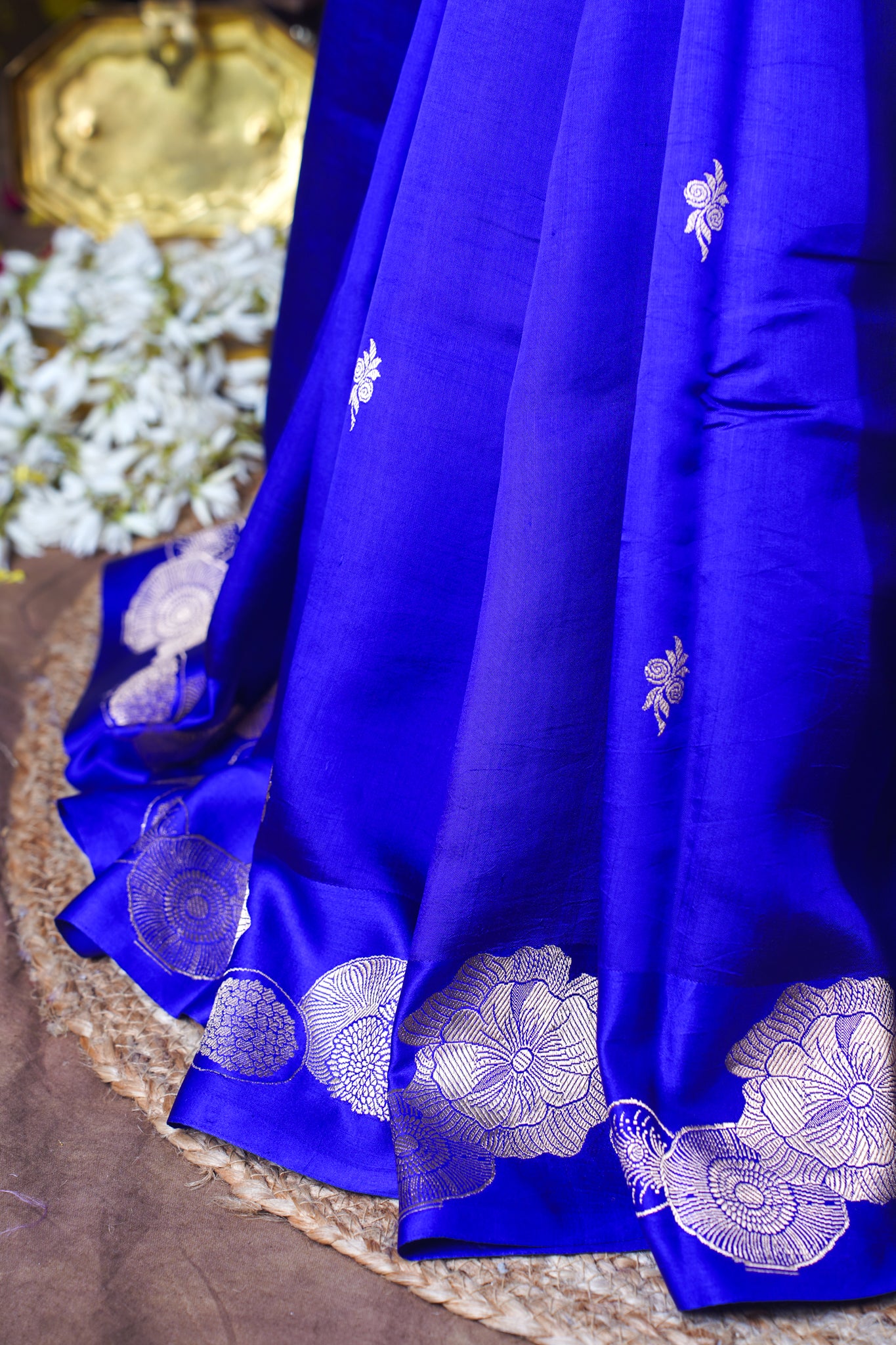 Royal Blue Handloom Pure Mango Katan Silk Saree